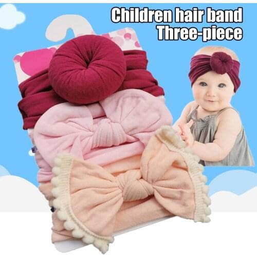 3pcs/Set Kids Headband Girls Baby Elastic Bowknot Accessories Hairband -OPK