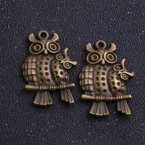 3 pieces/lot 28*42mm Antique Bronze Metal Alloy Lovely pair Owl Charms Pendant Charms Animal Charm diy