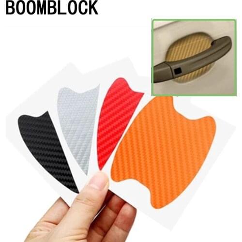 4Pcs Car Door Handle Carbon Fiber protection film Stickers for Mercedes W203 BMW E39 E36 F30 F10 Volvo XC60 Alfa Romeo Audi A6