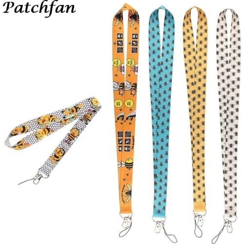 AD175 Patchfan Cartoon Bee Lanyard Badge ID Mobile Phone Rope Key Lanyard Neck Straps Accessory Lanyards