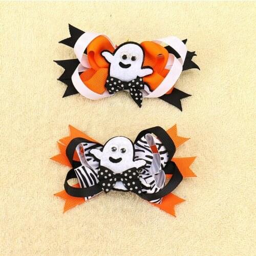 Free Shipping 100pcs/lot Halloween Ghost Hair Bow Clip