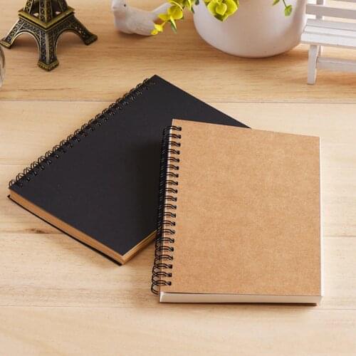 A5/A6 Kraft Paper Notebook Spiral Coil Daily Handmade Journal Memo Graffiti Blank Sketchbook Notepad Planner 2020 2021 Organizer