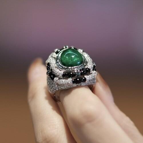 Amorita boutique Oval color matching full drill design exquisitely rings