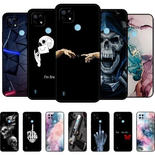 For Realme C21 Case Back Cover For OPPO RealmeC21 C 21 6.5" RMX3201 Bumper Capa Etui Silicon Soft Protective Bag black tpu case