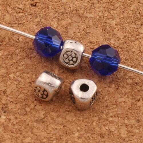 Floral Curved Triangle Tube Metal Beads 5.2x5.2mm 90pcs Zinc Alloy Spacers Jewelry Findings L699