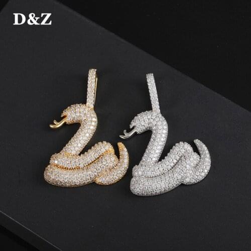 D&Z Snake Shape Pendant & Necklace High Quality AAA Cubic Zircon Stones Fashion Male Pendants Necklace HipHop Jewelry Gifts