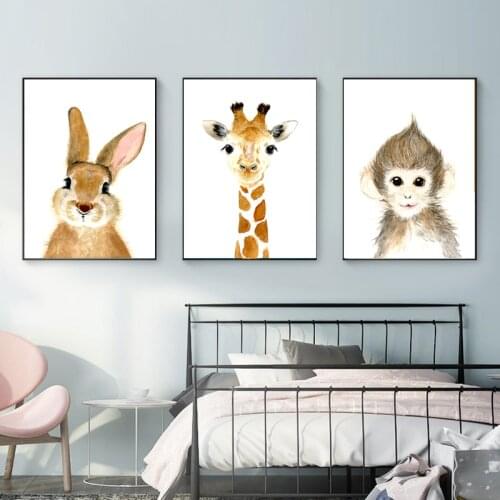 Nursery Canvas Wall Art Print Nordic Baby Elephant Tiger Zebra Poster Animal Painting Kids Children Bedroom Decoration Picture