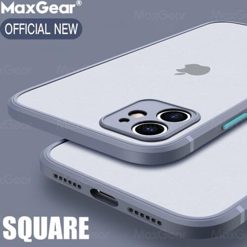Hybrid Square Frame Phone Case For iPhone 11 Pro Max XS XR X 7 8 Plus SE 2020 SE2 Matte Bumper Cover Transparent Full Protection