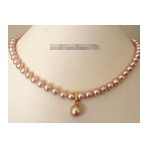 Hot sale new Style >>>>>Real Pink Pearl 18KGP Clasp Pendant Necklace