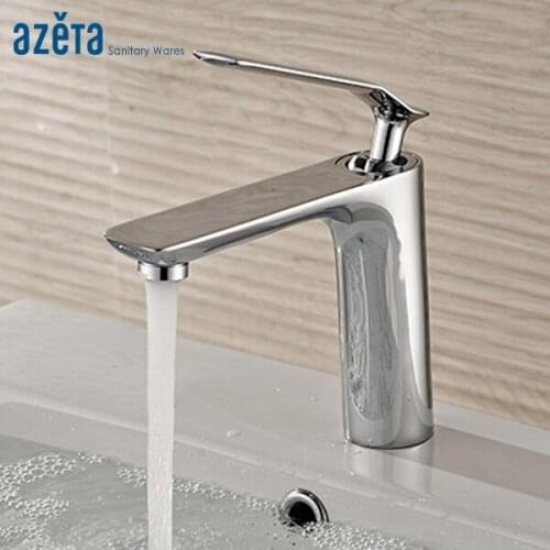 Chrome Basin Faucet Bathroom Brass Single Hole Ceramic Cartridge With Cold and Hot Water Function Basin Mixer Tap AT9506