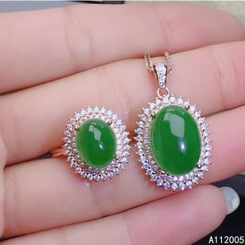 KJJEAXCMY Fine Jewelry 925 sterling silver inlaid natural gemstone Jasper female new ring pendant set luxury supports test