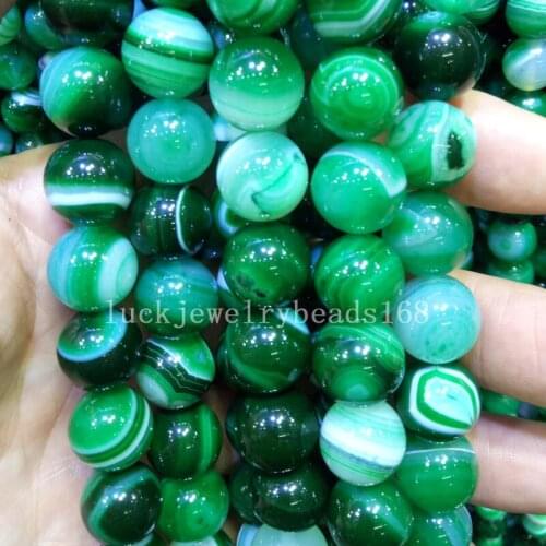 Free shipping Fashion Jewelry 6mm 8mm 10mm 12mm 14mm 16mm Green Stripes Carnelian Round Ball Loose Beads 15.5" FG7315