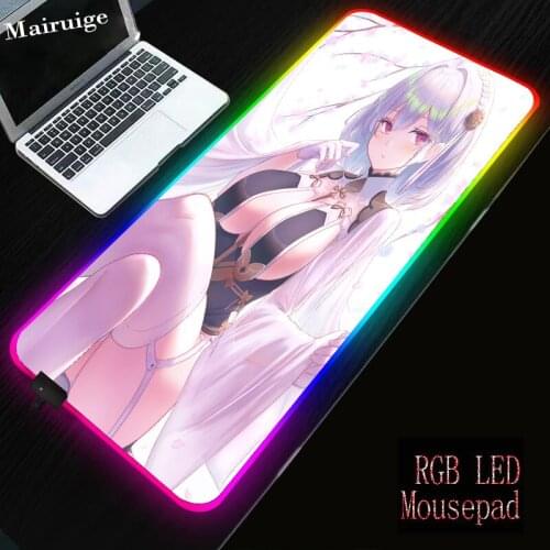 Mairuige Sexy Anime Girl RGB LED Large Locked Mouse Pad USB Wired Lighting Gaming Mausepad Keyboard Colorful Luminous for PC Mat