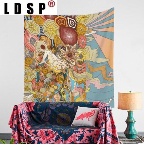 LDSP Psychedelic Skull Floral Tapestry Wall Hanging Rugs Background Cloth Beach Mat Blanket Art Bedroom Living Home Decor