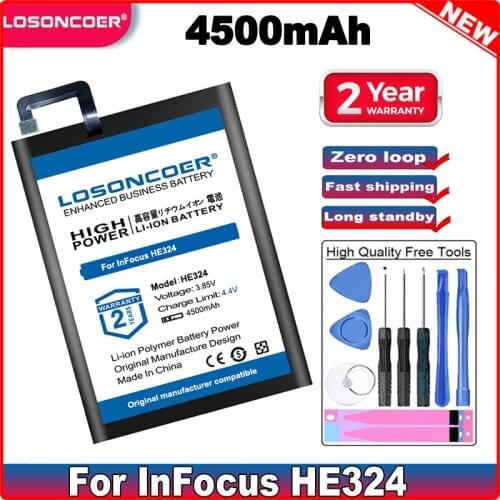 LOSONCOER 4500mAh HE324 Battery For InFocus HE324 Mobile Phone Battery