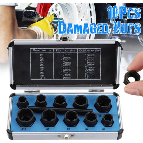 10pcs/Set Damaged Bolts Nuts Black Nuts Screws Remover Extractor Removal Tools Set Threading Tool Kit With 2 Styles