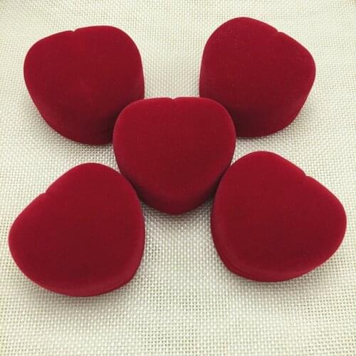 New 5 Pcs Heart Shaped Ring Box Mini Cute Red Carrying Cases For Rings Hot Sale Display Box Jewelry Packaging