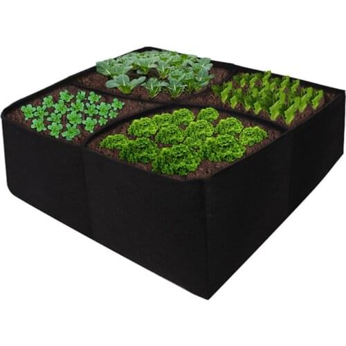 New 3 Colors Garden Planter Felt Fabric Bed 4 Divided Grids Planting Grow Pot Easy-used Plant Bag for Carrot Flower Vegetable