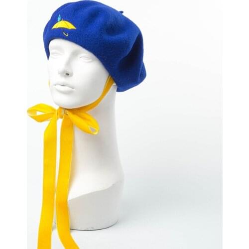 Wholesale Royal Blue Women Wool Quality Beret Embroidered Lace Up Berets Fashion Paris Hat Painter Artist Hats Gorros