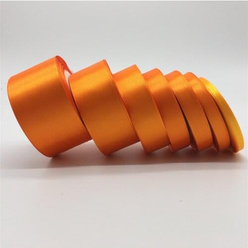 6mm 10mm 15mm 20mm 25mm 38mm 50mm(1Roll 25yds)Orange Silk Satin Ribbon Wedding Party Decoration Invitation Card Gift Packing