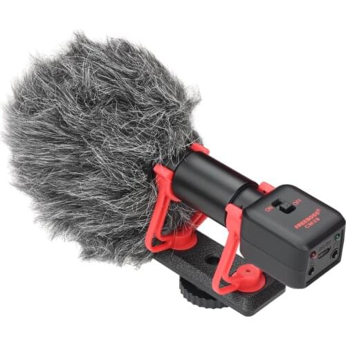 Freeboss CM28 Portable 3.5mm Plug Fur Windshield Vlog Interview Mobile Smartphone Tablet DSLR Vlog Interview Camera Microphone