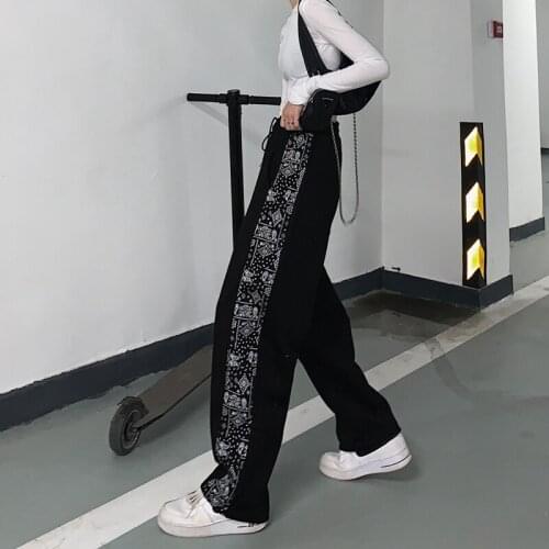 Straight Loose Wide-Leg Sports Female Autumn and Winter 2021 New Ins Harajuku Paisley Casual Pants Fashion