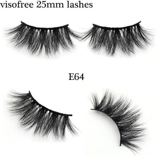 Visofree Mink Eyelashes 25MM Lashes Dramatic Volume False Eyelashes Makeup 3D Mink Lashes Eyelash Extension 5D Fake Lashes E64