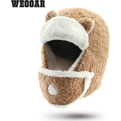 Lamb Wool Mens Caps Winter Womens Hats with Earflaps Warm Bomber Russian Ushanka Outdoor Streetwear Lei Feng Aviator Hat MZ204