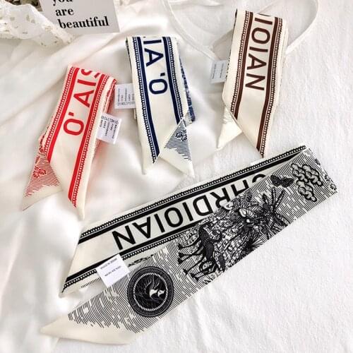 Fashion Long Flamingo Printed Hair Head Satin Scarf for Women Multifunction Bow Ties Scarfs Bandana Hair Accessories