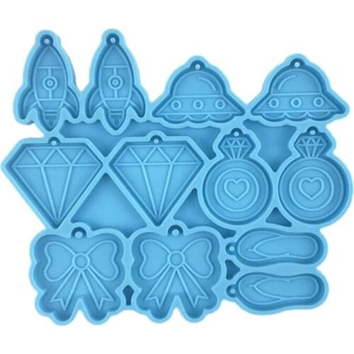 Rocket UFO Diamond Target Flip-flops Bowknot Shaped Earrings Epoxy Resin Mold Jewelry Necklace Pendant Silicone Mould DIY Crafts