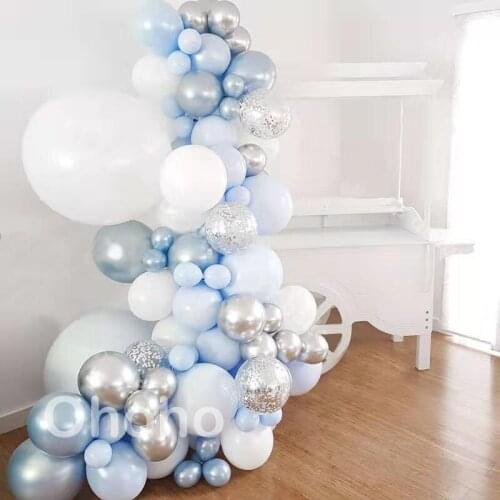 Blue SIilver Balloon Arch Kit Christening Baby Shower Boy Kids Birthday Baloons Garland Set Wedding Anniversary Bridal