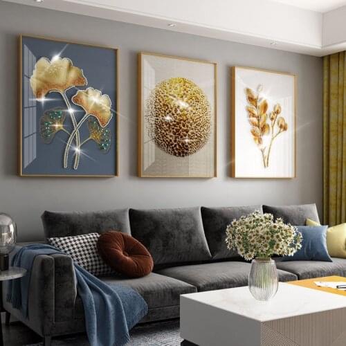 Triptych of Crystal Porcelain Painting With Diamonds Living Room Sofa Background Wall Decoration Painting Photo Frame Mural