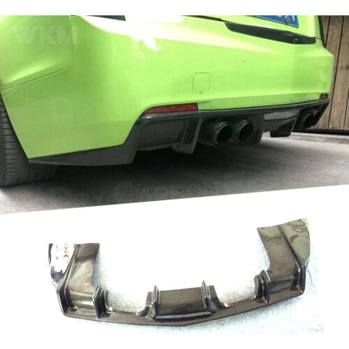 Carbon Fiber Rear Lip Diffuser with Exhaust Tips for Cadillac ATS 2015-2017 Four Outlet Bumper Lip Plate Guard Spoiler