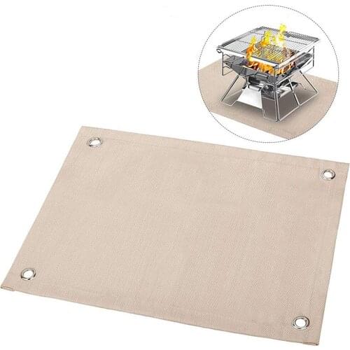 60X80cm Outdoor Camping Fireproof Ember Mat Fire Pit Grill Stove Mat Blanket Protector for Deck Patio Lawn Hiking Picnic
