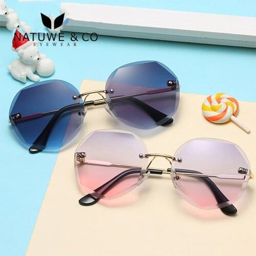 UV400 Kids Round Fashion PC UV400 Rimless Kids Blue Sunglasses 2021