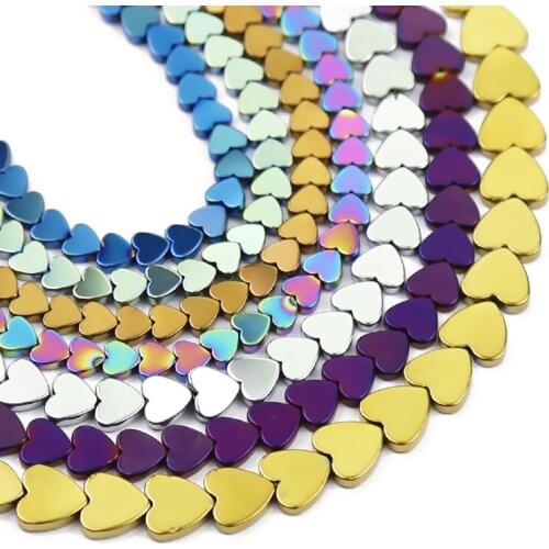 ZHBES Natural Stone 6/8/10MM Plating Silvers Peach Heart Hematite Spacer Loose Beads For Jewelry Making DIY Bracelet Findings