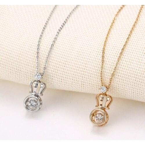MxGxFam Zircon Crown Pendant For Women Fashion Jewelry 18 k / White Gold Color AAA+ Zircon Stone with 45cm Matching Chain