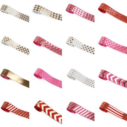 50Y 5/8" 16mm Gold Foil Grosgrain Ribbon Fabric Gift Wrapping DIY Sewing Wrapping Art Sewing Bow-knot Crafts Packing,50Yc19001