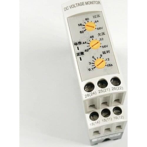 1PC Over/Under DC Voltage Protection Monitor Relay With Base 0-10 seconds Adjustable 12/24/36/48V Be Matched With DC Contactor