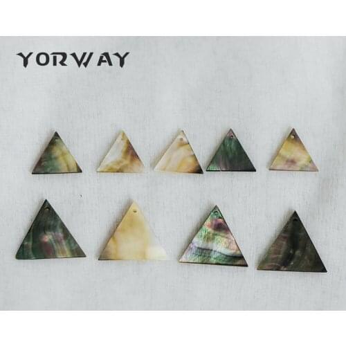 10pcs/Lot Black Mother of Pearl Triangle Charms, Geometric Shell Pendants 18/ 24mm (#V1329)