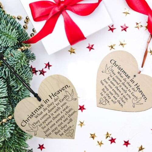 10pcs Christmas Wooden Pendant Heart-shaped Christmas In Heaven Creative Wooden Hanging Wooden Christmas In Heaven Unique