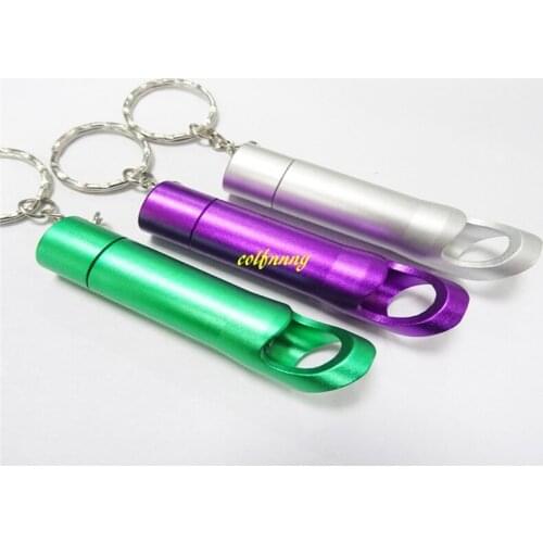 1000pcs/lot Portable Aluminum Alloy Mini Bottle Opener With 3 Leds Flashlight Keychain Keyring Torch