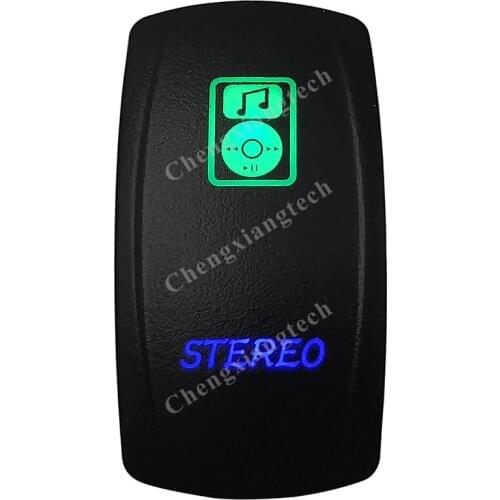 12v/24v Waterproof Marine Grade Boat Car 5P SPST ON-OFF Up Green & Down Blue Led Light Rocker Toggle Switch Stereo