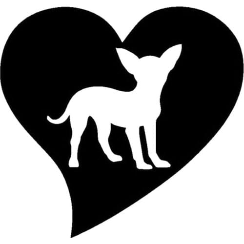 14*14CM Lovely Pet Chihuahua Love Car Styling Decorative Stickers Car Window Decal Personality Accessories Black/Sliver C4-0026