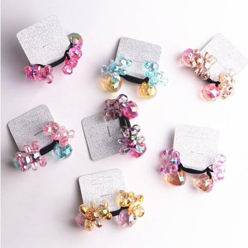 2PCS Cute New Colourful Bear Princess Headwear Kids Elastic Hair Bands Children Hair Ropes Girls Accessories Baby Headdress