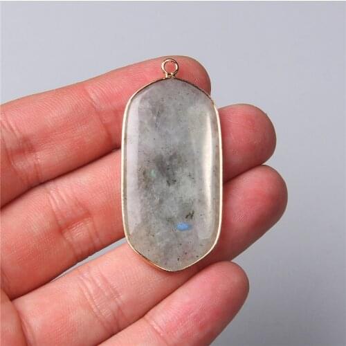 2pcs Natural Gray crystal quartz Labradorite stone pendants charm necklace bracelet earring jewelry making Accessories handmade