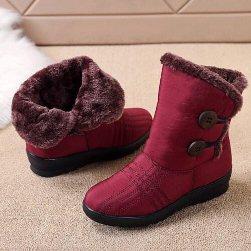 2021 Woman Shoes Woman Winter Snow Boots Warm Ankle Boots Platform Buckle Female Boots Winter Snow Footwear Lady Low Heel Shoes