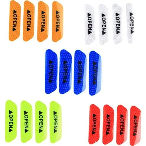 4 Pcs/Lot Auto Car Door Open Sign Warning Mark Sticker Reflective Tape Night Driving Safety Decals Car Exterior Trim