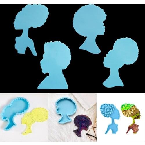 4 Styles Glossy Girl Head Coaster Epoxy Resin Mold Woman Head Silicone Molds Casting Mould For DIY Crafts Pendant Making Tool