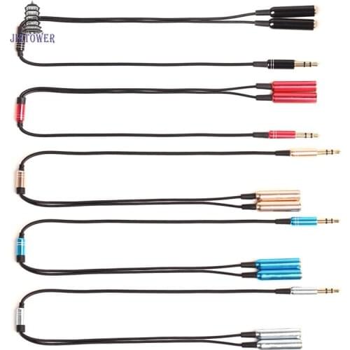 500pcs/lot 1to2 Aux Audio Cable 1 Male to 2 Female Headphones y Splitter Y metal Extension Cable for Car Phone Tablet wholesale